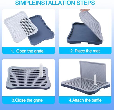 Pee Pad Holder,Indoor Dog Potty Pad,Puppy Potty Training Tray,for Small and Medium-Sized Dogs,20"*15", with Pee Wall, Non-Skid Feet(Navy Blue) in Saudi Arabia