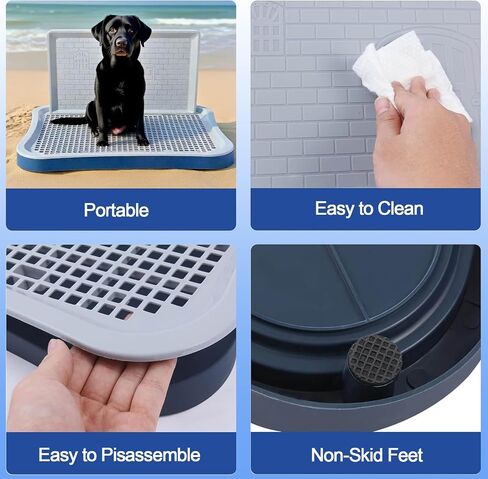 Pee Pad Holder,Indoor Dog Potty Pad,Puppy Potty Training Tray,for Small and Medium-Sized Dogs,20"*15", with Pee Wall, Non-Skid Feet(Navy Blue) in Saudi Arabia