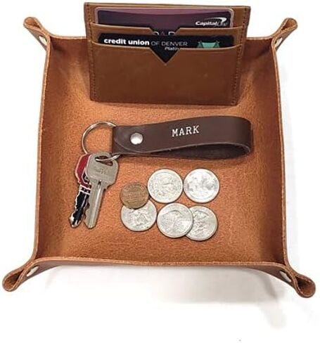 Leather Valet Tray, Desk Organizer, 100% Genuine Leather Handmade in South Carolina USA. (Saddle Tan) in Saudi Arabia
