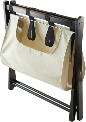 المنزل المصنوع يدويًا Dora Wood Woogh Rack مع سلة نسيج قابلة للإزالة ، Espresso ، 20 "H x 26 1/24" W x 18.66 "D. in Saudi Arabia