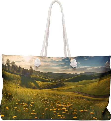 Weekender Tote: Carry Sunshine في كل مكان | مشمس الزهور الربيع مرج | أنيقة أنيقة كبيرة البلياردو بيتش الشاطئ الأسبوعية حقيبة بين عشية وضحاها 24 "× 13" in Saudi Arabia