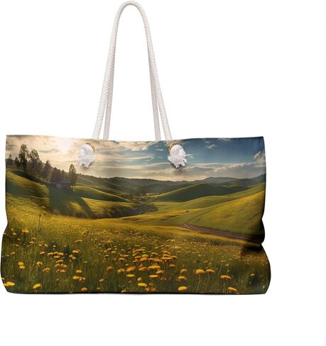 Weekender Tote: Carry Sunshine في كل مكان | مشمس الزهور الربيع مرج | أنيقة أنيقة كبيرة البلياردو بيتش الشاطئ الأسبوعية حقيبة بين عشية وضحاها 24 "× 13" in Saudi Arabia