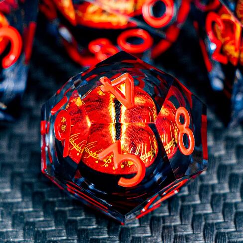 Aruohha DND Resin Dice يحدق بالعين الزهر السائل الأساسي Flaming RPG زهر حافل حافل مع مربع الهدايا ، مجموعة Polyhedral D و D Dice متوافقة مع Dungeons Dragons لعب لعبة D20 D12 D8 D8 D6 in Kuwait