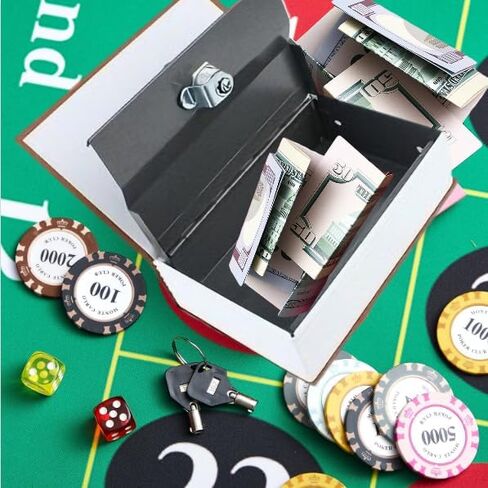 كتاب آمن مع القفل الرئيسي للمقام ، وينرز بنك Portable Safe Casino Money Size Size Box مع مفتاحين وحقيبة التخزين (اللون الأحمر) in Saudi Arabia