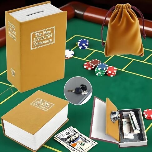 كتاب آمن مع القفل الرئيسي للمقام ، وينرز بنك Portable Safe Casino Money Size Size Box مع مفتاحين وحقيبة التخزين (اللون الأحمر) in Saudi Arabia