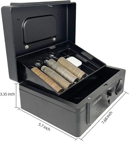 Cash Box with lock, with Tracking & Dual Lock System,money box with cash tray, lock safe with key, money-saving storage bag for Home,Office,business (Black) in Saudi Arabia
