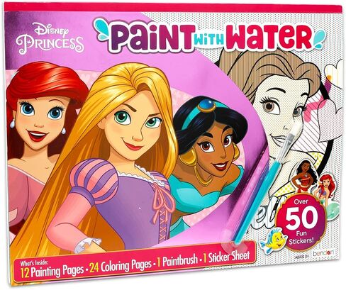 Disney Princess Paint with Water for Kids ، الأطفال الصغار الذين تتراوح أعمارهم بين 3+ - حزمة مع 36 صفحة كتاب كرسون خالٍ من الفوضى المجانية للأعمار 3 4 5 6 7 8 وأكثر | ديزني الأميرة لا ميس الفنون والحرف in Kuwait