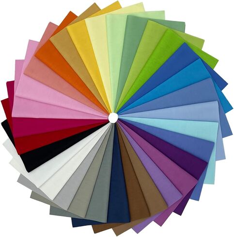 31pcs حزم الأقمشة القطنية متعددة الألوان 10 "x8" ، ألوان صلبة الأقمشة المختلطة عبارة عن قطعة قماش مترقعة للخياطة ، اللحف ، DIY ، سجل القصاصات ، العمل اليدوي ، 31 لونًا (25x20 سم × 31pcs) in Kuwait