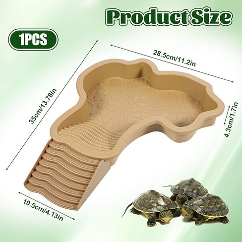 Large Reptile Water Bowl with Ramp, Thickened Non-Slip Feeding Dish & Bathing Pool for Turtle, Snake, Gecko, Bearded Dragons, Lizard Habitat Accessories in Saudi Arabia
