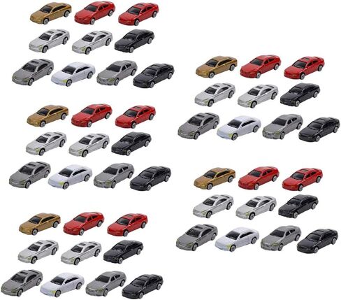 MISPPRO HO SCALE MODEL MINI CAR 1:87 ، 50pcs لون متنوع ، 60 × 26x18 مم ، بلاستيك ، مناسب لمقياس HO/TT ، عشاق القطار والموديل in Kuwait