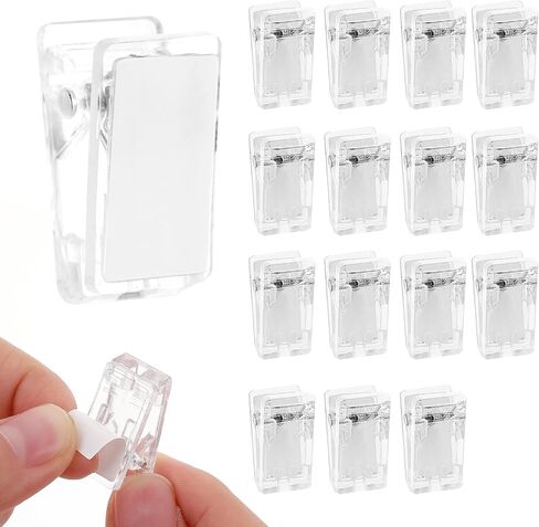15 Pcs Tapestry Wall Hanging Clips, Self Adhesive Clips Wall Clips Poster Hanger Shower Curtain Clips Double-Sided Adhesive Spring Clips for Blanket Poster Clothing Wall Flag (Clear) in Saudi Arabia