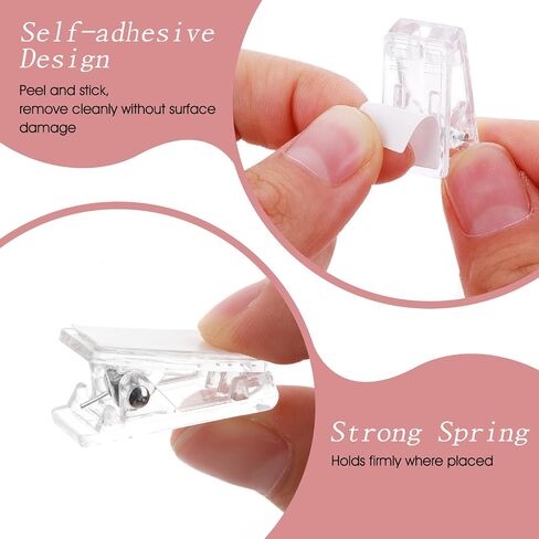 15 Pcs Tapestry Wall Hanging Clips, Self Adhesive Clips Wall Clips Poster Hanger Shower Curtain Clips Double-Sided Adhesive Spring Clips for Blanket Poster Clothing Wall Flag (Clear) in Saudi Arabia