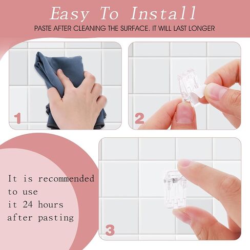 15 Pcs Tapestry Wall Hanging Clips, Self Adhesive Clips Wall Clips Poster Hanger Shower Curtain Clips Double-Sided Adhesive Spring Clips for Blanket Poster Clothing Wall Flag (Clear) in Saudi Arabia