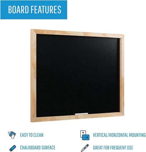 Mastervision Black Chalk Board ، 12 "× 18" ، إطار خشب الصنوبر ، طقم تركيب الحائط ، رائع مع علامات الطباشير والطباشير السائل in Saudi Arabia