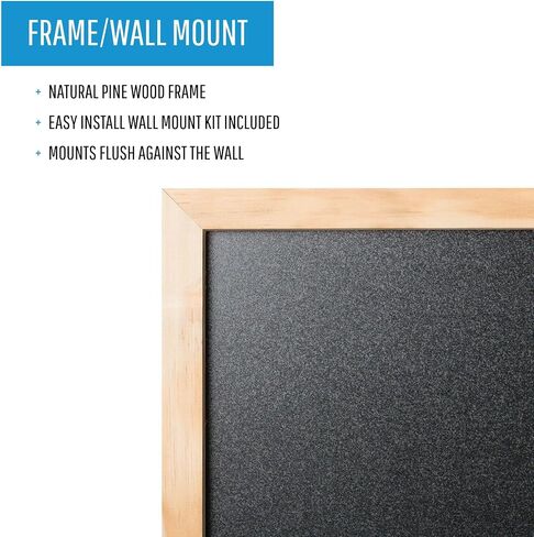 Mastervision Black Chalk Board ، 12 "× 18" ، إطار خشب الصنوبر ، طقم تركيب الحائط ، رائع مع علامات الطباشير والطباشير السائل in Saudi Arabia