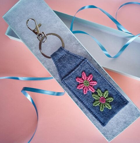 Hippie Keychain - Lip Balm Holder - Boho Chapstick Holder - Handmade Floral Keyring Fob in Saudi Arabia