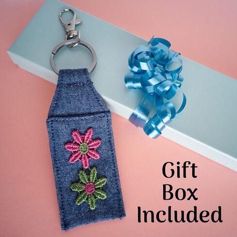 Hippie Keychain - Lip Balm Holder - Boho Chapstick Holder - Handmade Floral Keyring Fob in Saudi Arabia