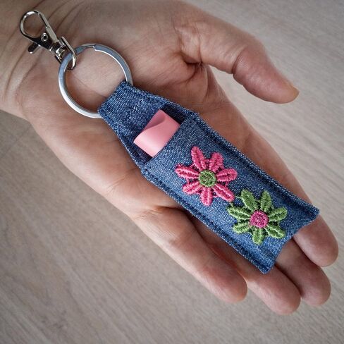 Hippie Keychain - Lip Balm Holder - Boho Chapstick Holder - Handmade Floral Keyring Fob in Saudi Arabia