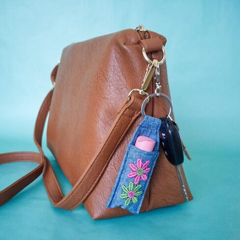 Hippie Keychain - Lip Balm Holder - Boho Chapstick Holder - Handmade Floral Keyring Fob in Saudi Arabia