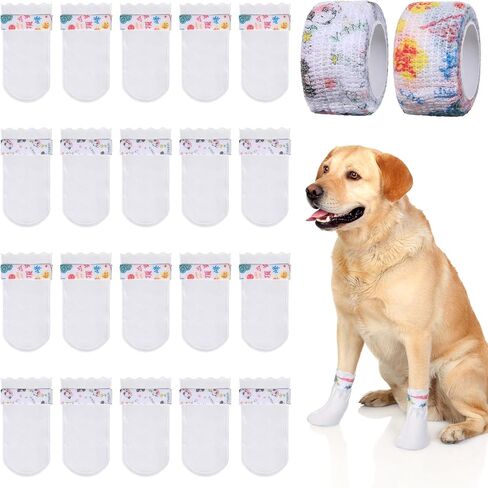 20Pcs Disposable Dog Booties for Paw Protection Self-Adhesive Waterproof Adjustable Straps Dog Shoes for Indoor & Outdoor Walking Hiking Feet Covers in Saudi Arabia