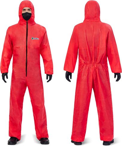 Medtecs Hazmat Suits - 6 Sizes Options (1 PC) - with Sealed Tape - AAMI Level 4 Disposable Coverall PPE Suit for Biohazard Chemical Protection - CoverU Full Body Protective Clothing with Hood | L in Kuwait