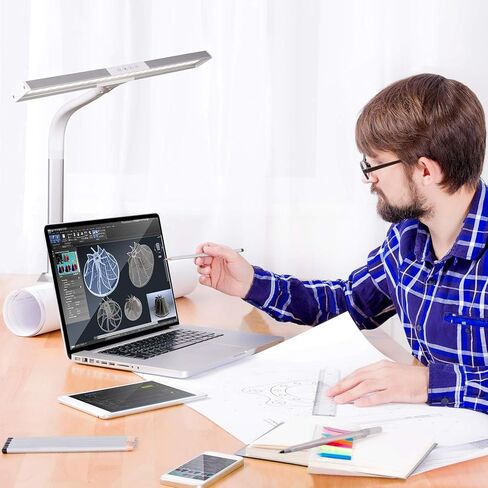 مصباح مكتب OttLite LED مع مشبك قوي - إضاءة واسعة جدًا، قابلة للتعتيم مع 5 إعدادات سطوع ومصابيح LED طبيعية موفرة للطاقة للمكتب المنزلي ومكتب الكمبيوتر والمساكن ومنضدة العمل in Kuwait