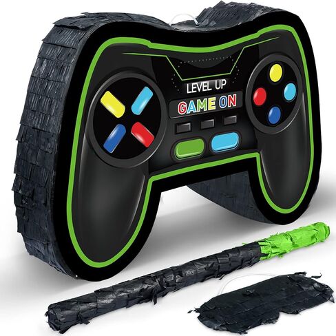 Video Game Controller Piñata Bundle Fiesta Gaming Controller Piñata Set with Blindfold and Bat Kids Birthday Gamer Party Supplies Game Toy for Kids Gaming Theme Party Carnival Events Decor(Blue) in Saudi Arabia