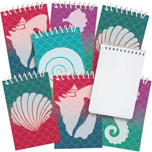 ArtCreativity Mini Mermaid Scale Notebooks, Pack of 12, Small Spiral Notepads with Metallic Covers, Cute Stationery Supplies for School & Office, Fun Birthday Party Favors, Goody Bag Fillers for Kids in Saudi Arabia