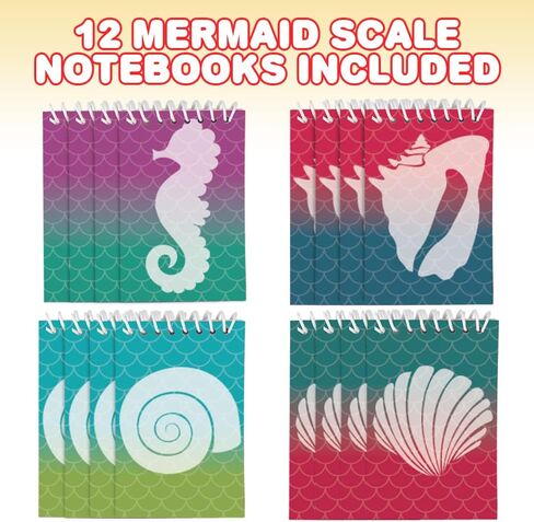 ArtCreativity Mini Mermaid Scale Notebooks, Pack of 12, Small Spiral Notepads with Metallic Covers, Cute Stationery Supplies for School & Office, Fun Birthday Party Favors, Goody Bag Fillers for Kids in Saudi Arabia