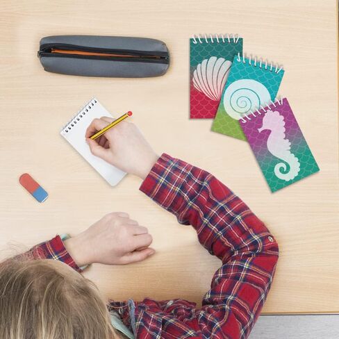 ArtCreativity Mini Mermaid Scale Notebooks, Pack of 12, Small Spiral Notepads with Metallic Covers, Cute Stationery Supplies for School & Office, Fun Birthday Party Favors, Goody Bag Fillers for Kids in Saudi Arabia