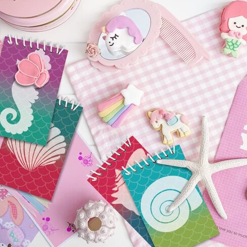 ArtCreativity Mini Mermaid Scale Notebooks, Pack of 12, Small Spiral Notepads with Metallic Covers, Cute Stationery Supplies for School & Office, Fun Birthday Party Favors, Goody Bag Fillers for Kids in Saudi Arabia