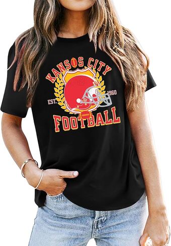 Game Day T Shirt Women Sunday Football Season Tee Vintage Bleached Shirt Letter Print Short Sleeve Top in Kuwait