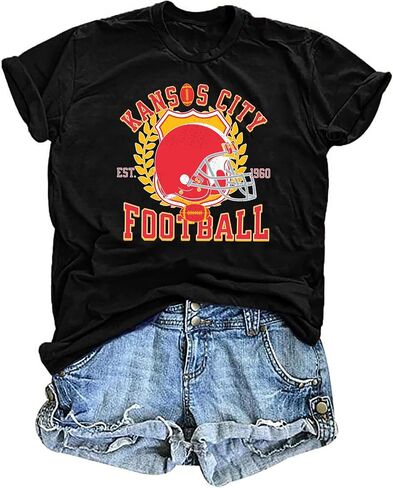 Game Day T Shirt Women Sunday Football Season Tee Vintage Bleached Shirt Letter Print Short Sleeve Top in Kuwait