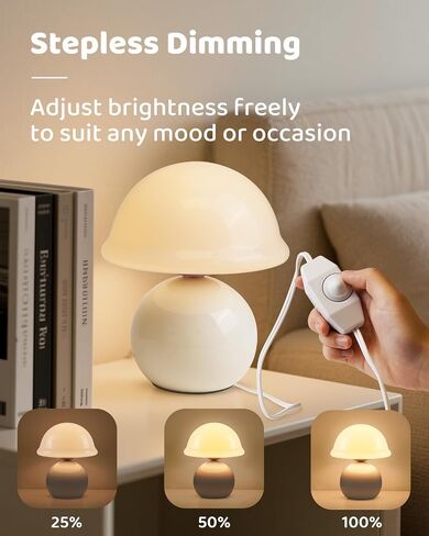 Mushroom Lamp Bedside Table Lamp for Bedroom, Cute Small Lamps with Glass Lampshade, Nightstand Lamp with Dimmer for Living Room, Aesthetic Home Decor (Blue) in Saudi Arabia