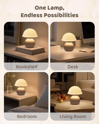 Mushroom Lamp Bedside Table Lamp for Bedroom, Cute Small Lamps with Glass Lampshade, Nightstand Lamp with Dimmer for Living Room, Aesthetic Home Decor (Blue) in Saudi Arabia