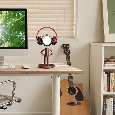 Moon Lamp for Bedroom, 5200mAh Rechargeable Wooden Desk Lamp with Touch Control & Adjustable Brightness, Creative Cordless Lamp, Decorative Bedside Lighting for Living Room & Gift in Saudi Arabia
