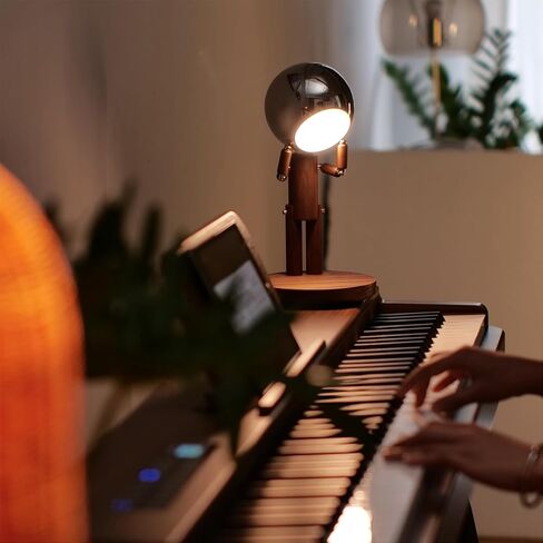 Moon Lamp for Bedroom, 5200mAh Rechargeable Wooden Desk Lamp with Touch Control & Adjustable Brightness, Creative Cordless Lamp, Decorative Bedside Lighting for Living Room & Gift in Saudi Arabia