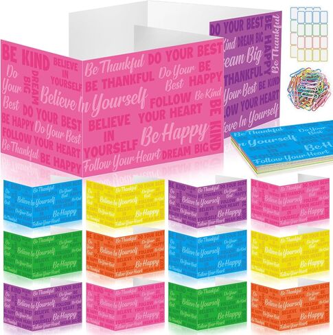 Cinrobiye 24 Pcs Inspirational Privacy Folders Standard for Students Cardboard Shields Test Privacy Boards Motivational Words Desk Dividers Shield for Classroom School Study Supplies (Colorful) in Saudi Arabia