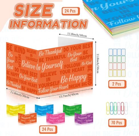 Cinrobiye 24 Pcs Inspirational Privacy Folders Standard for Students Cardboard Shields Test Privacy Boards Motivational Words Desk Dividers Shield for Classroom School Study Supplies (Colorful) in Saudi Arabia