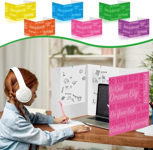 Cinrobiye 24 Pcs Inspirational Privacy Folders Standard for Students Cardboard Shields Test Privacy Boards Motivational Words Desk Dividers Shield for Classroom School Study Supplies (Colorful) in Saudi Arabia