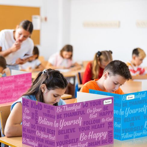 Cinrobiye 24 Pcs Inspirational Privacy Folders Standard for Students Cardboard Shields Test Privacy Boards Motivational Words Desk Dividers Shield for Classroom School Study Supplies (Colorful) in Saudi Arabia