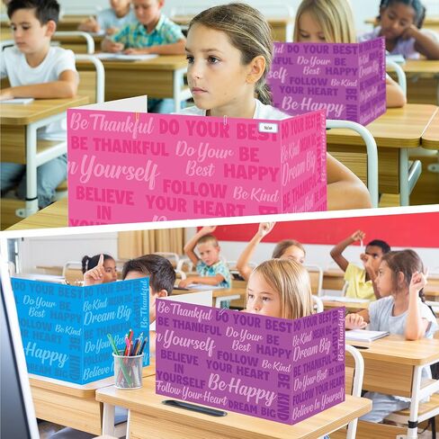 Cinrobiye 24 Pcs Inspirational Privacy Folders Standard for Students Cardboard Shields Test Privacy Boards Motivational Words Desk Dividers Shield for Classroom School Study Supplies (Colorful) in Saudi Arabia