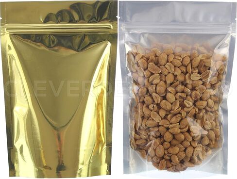 CleverDelights Gold/Clear Stand Up Pouches - 8oz - 1000 Pack - 6 "× 9" × 3 " - حقيبة قابلة للاستمتاع in Saudi Arabia