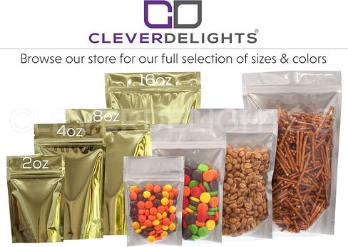 CleverDelights Gold/Clear Stand Up Pouches - 8oz - 1000 Pack - 6 "× 9" × 3 " - حقيبة قابلة للاستمتاع in Saudi Arabia