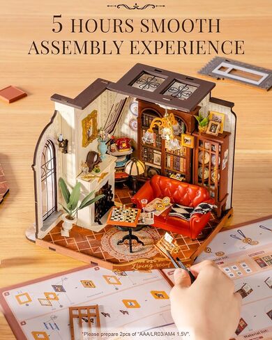 Rolife DIY Miniature House Kit for Adults, Mini Wooden Dollhouse Kit, Tiny House Diorama Building Kits-Birthday Christmas Craft Hobbies Gift for Teens Kids (Catherine's Living Room) in Saudi Arabia