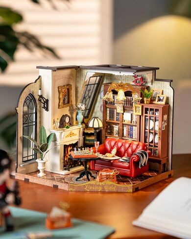 Rolife DIY Miniature House Kit for Adults, Mini Wooden Dollhouse Kit, Tiny House Diorama Building Kits-Birthday Christmas Craft Hobbies Gift for Teens Kids (Catherine's Living Room) in Saudi Arabia