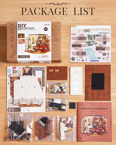 Rolife DIY Miniature House Kit for Adults, Mini Wooden Dollhouse Kit, Tiny House Diorama Building Kits-Birthday Christmas Craft Hobbies Gift for Teens Kids (Catherine's Living Room) in Saudi Arabia