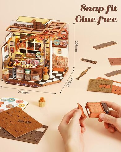 Rolife DIY Miniature House Kit Shop Henry's Chocolate Shop 1:18 Scale Dollhouse Diorama ، Tiny House Building Kit Crafts للبالغين هدية ديكور للبالغين له in Saudi Arabia