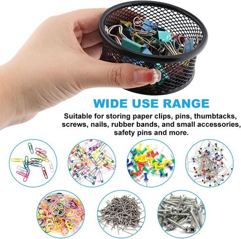 Paper Clip Holder 2/4 Pack Paperclip Holders Wire Mesh Paperclip Dish Holders Desktop Round Paper Clip Dispenser for Desk Office Organizer Accessories(9x4cm/3.54x1.57inch,COLOR:2pcs) in Saudi Arabia