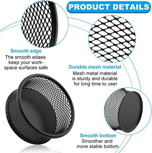 Paper Clip Holder 2/4 Pack Paperclip Holders Wire Mesh Paperclip Dish Holders Desktop Round Paper Clip Dispenser for Desk Office Organizer Accessories(9x4cm/3.54x1.57inch,COLOR:2pcs) in Saudi Arabia